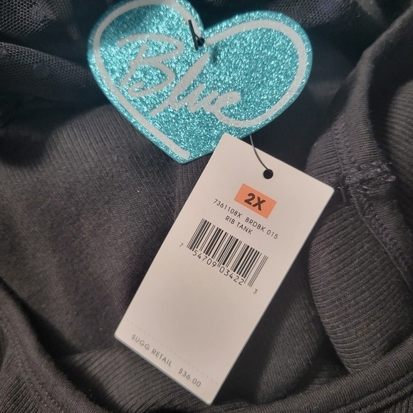 Betsey Johnson Blue Black Bridal Party Embellished Tank Top NWT - Picture 7 of 10